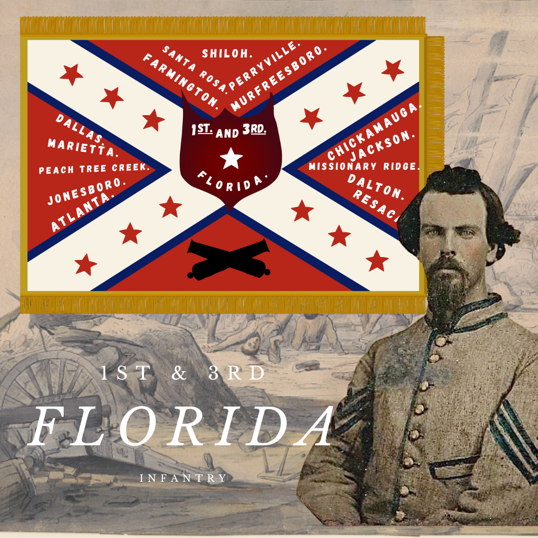 1st and 3rd Florida Infantry Flag Stickers/Magnet