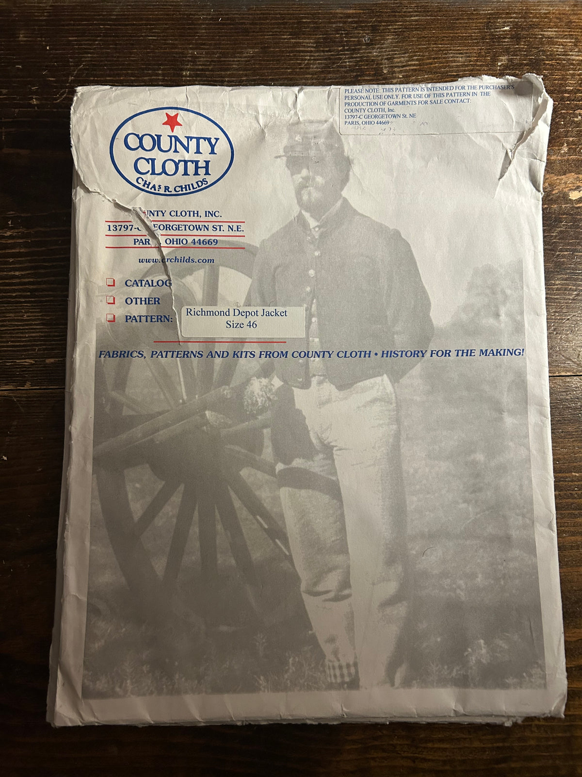 Richmond Clothing Bureau Jacket Pattern Size 46 - County Cloth
