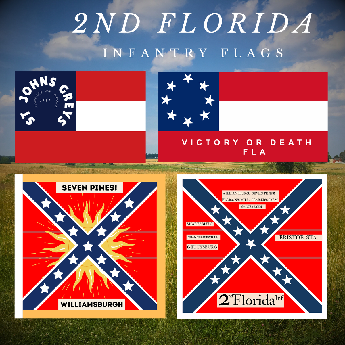 2nd Florida Infantry Flag Stickers/Magnet