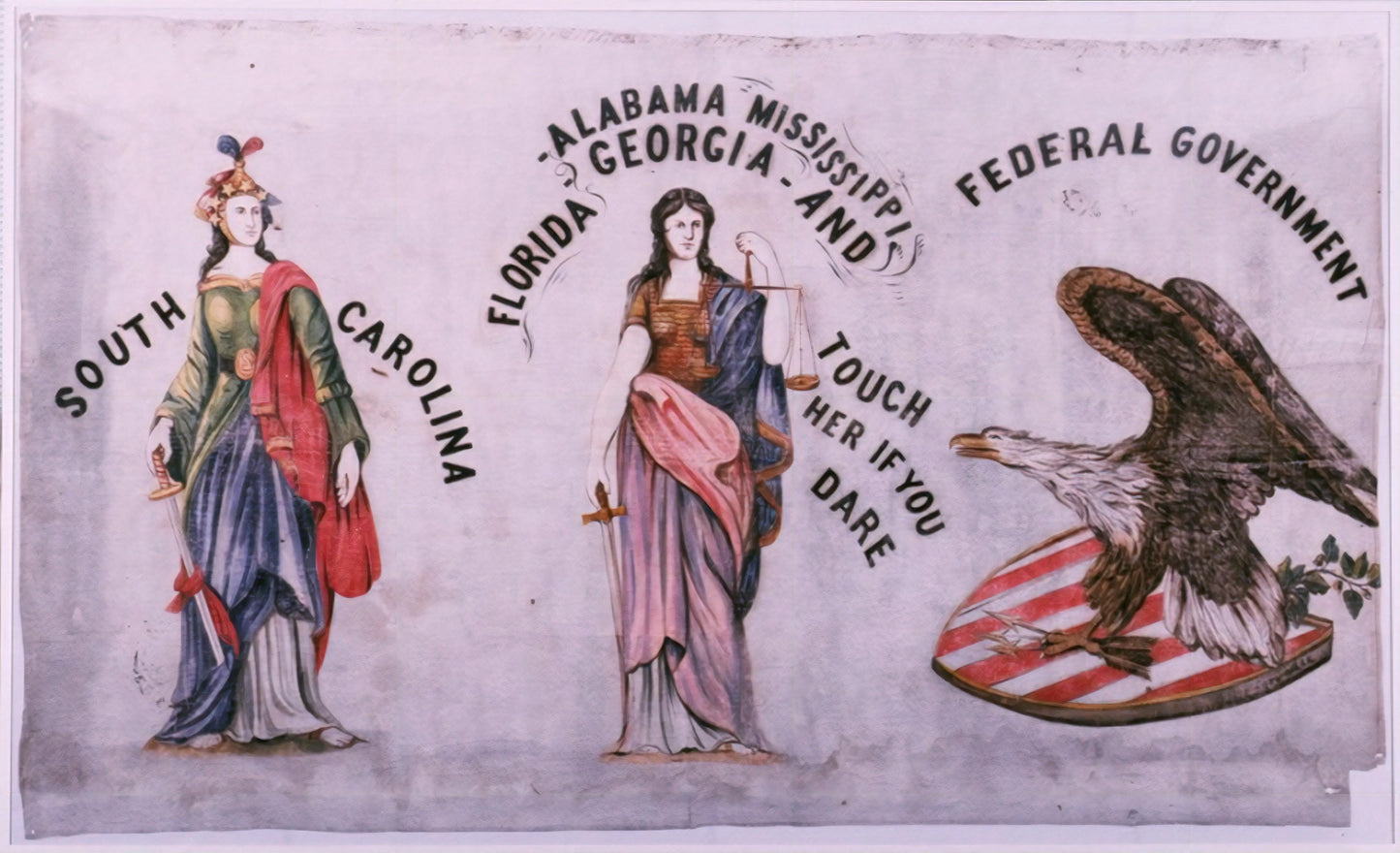 "Touch her if you dare" 1860 Georgia Secession Banner House Flag
