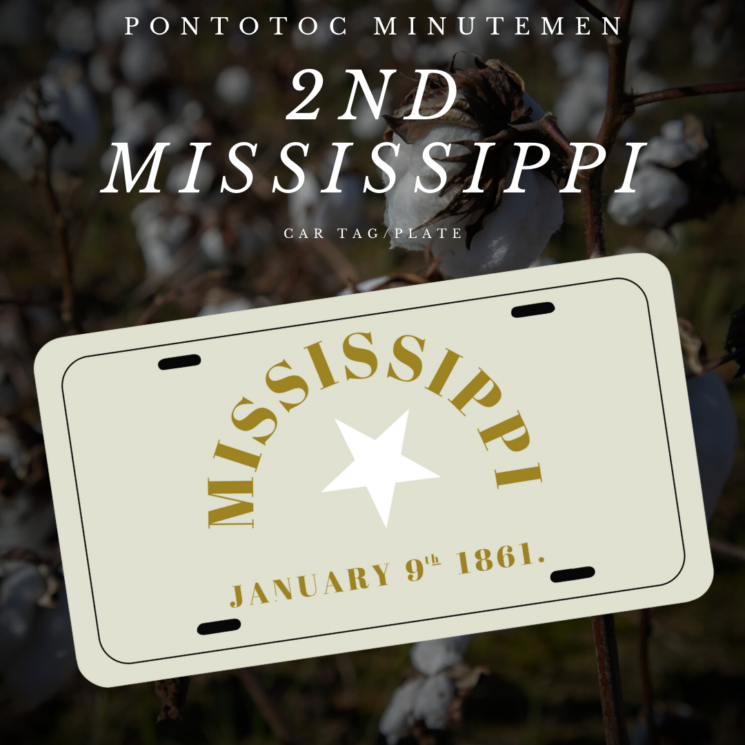 Pontotoc Minutemen, Company G - 2nd Mississippi Infantry Car Tag/Plate