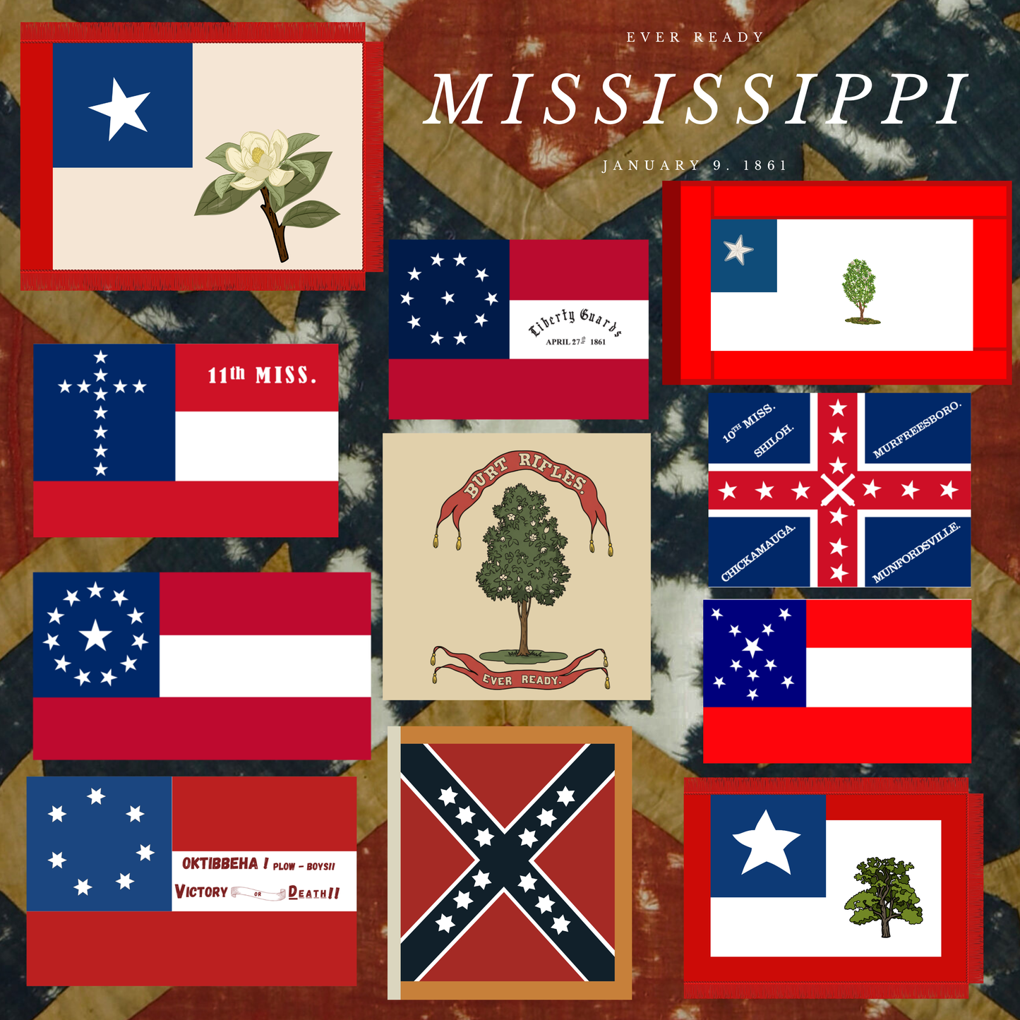 Mississippi Flag Sticker Set