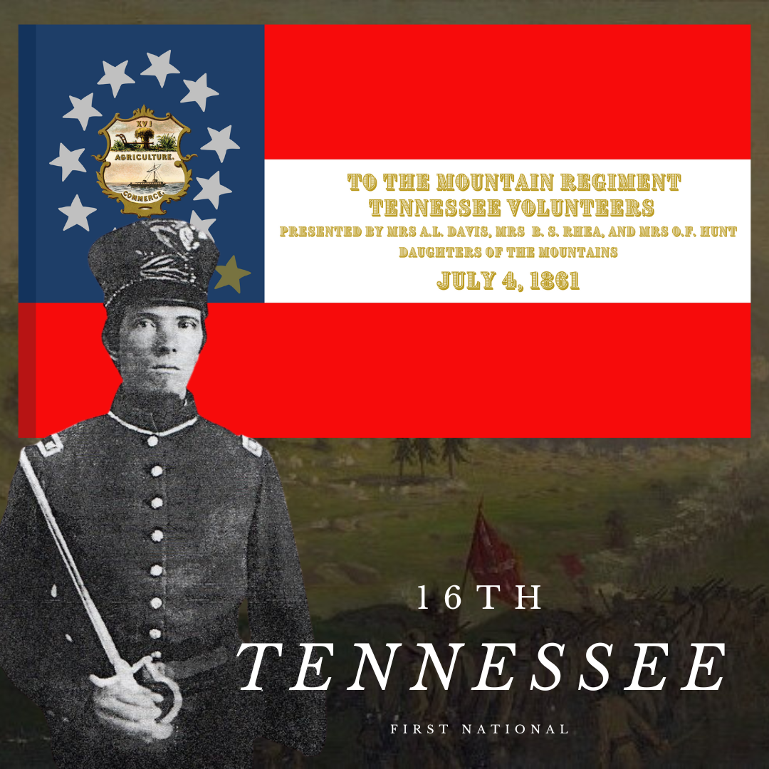 "Mountain Regiment" 16th Tennessee Infantry 1st National Flag Stickers