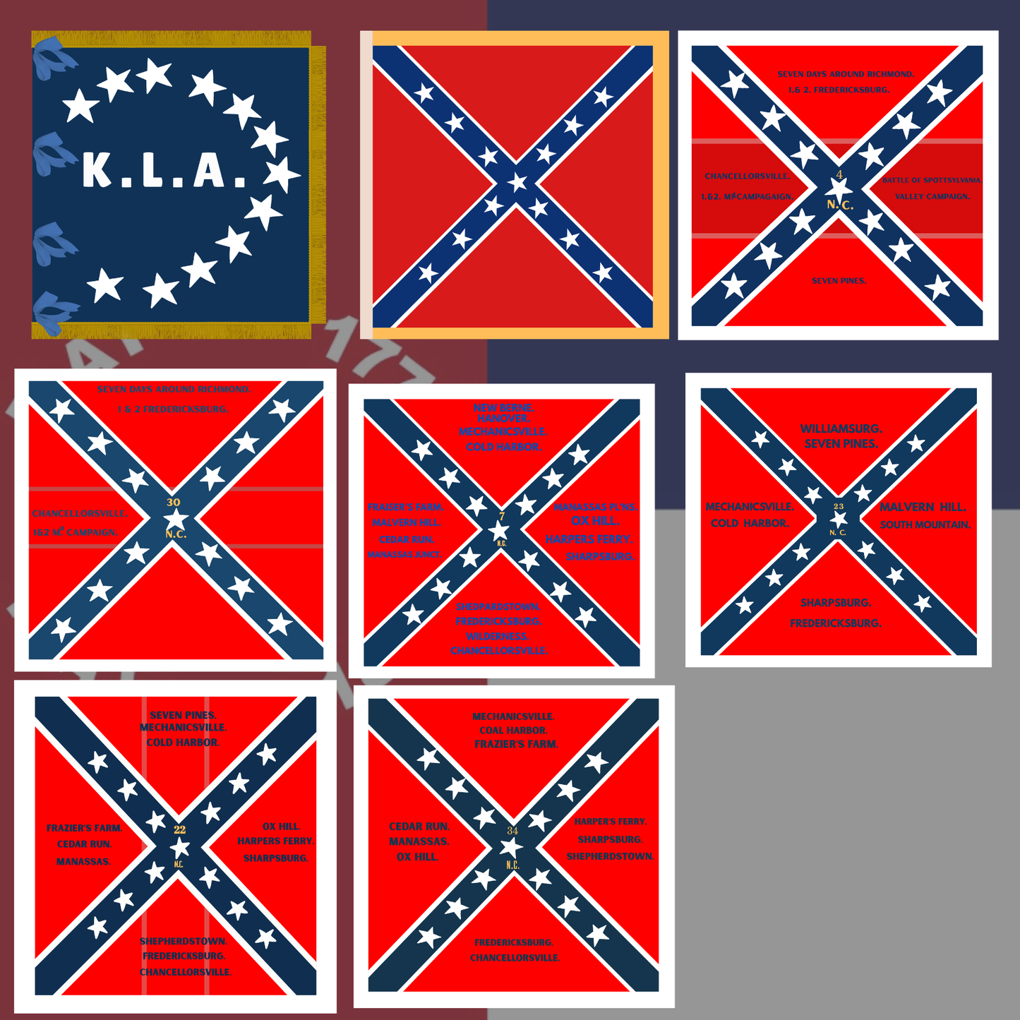North Carolina Battle Flag Sticker Set