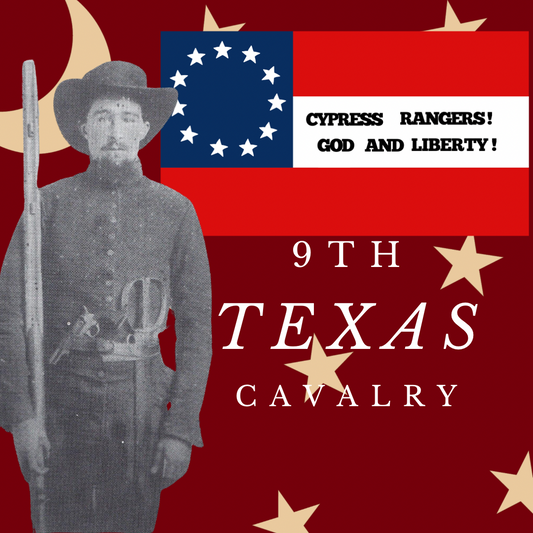 "God and Liberty!" 9th Texas Cavalry - Company F Flag Stickers/Magnets