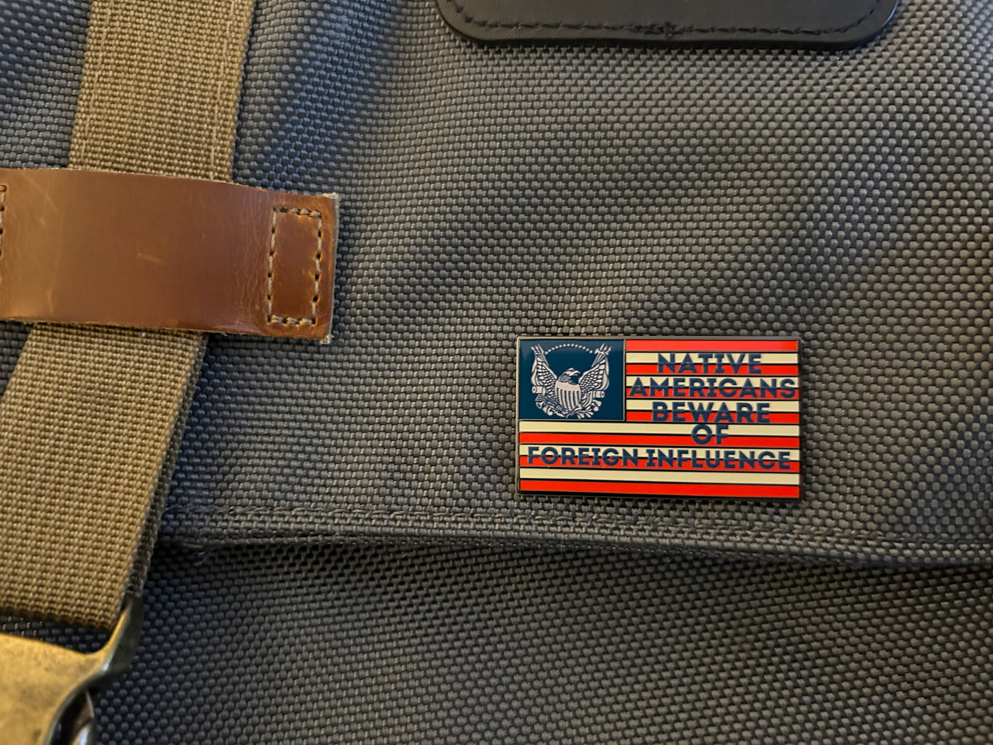 "Beware of Foreign Influence" Pin