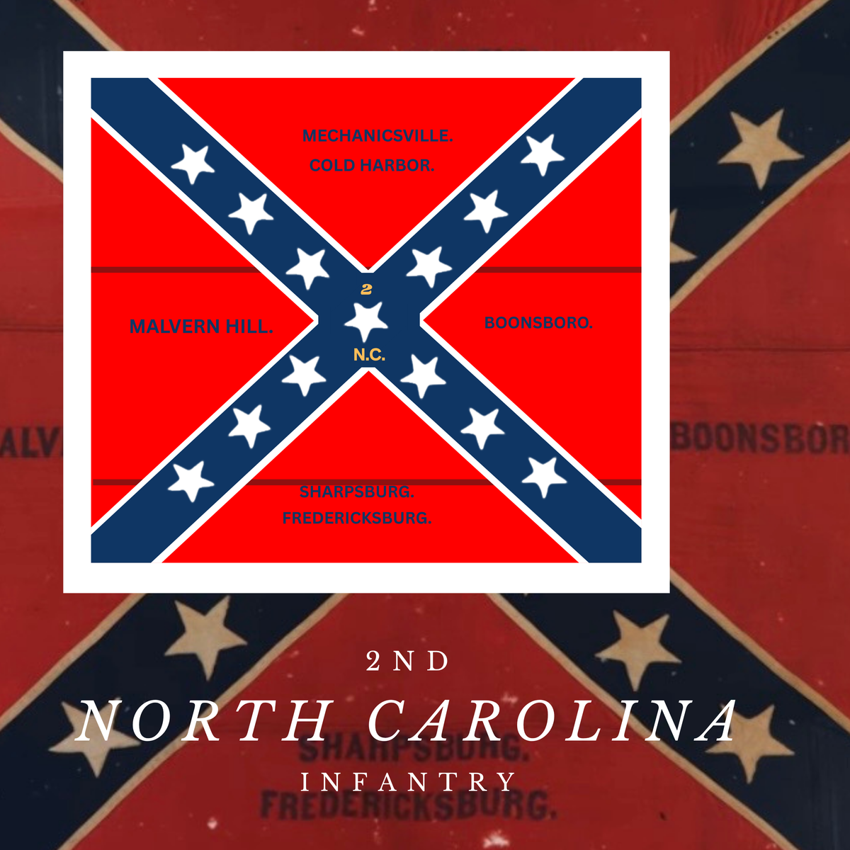 2nd North Carolina Infantry Battle Flag Sticker/Magnet