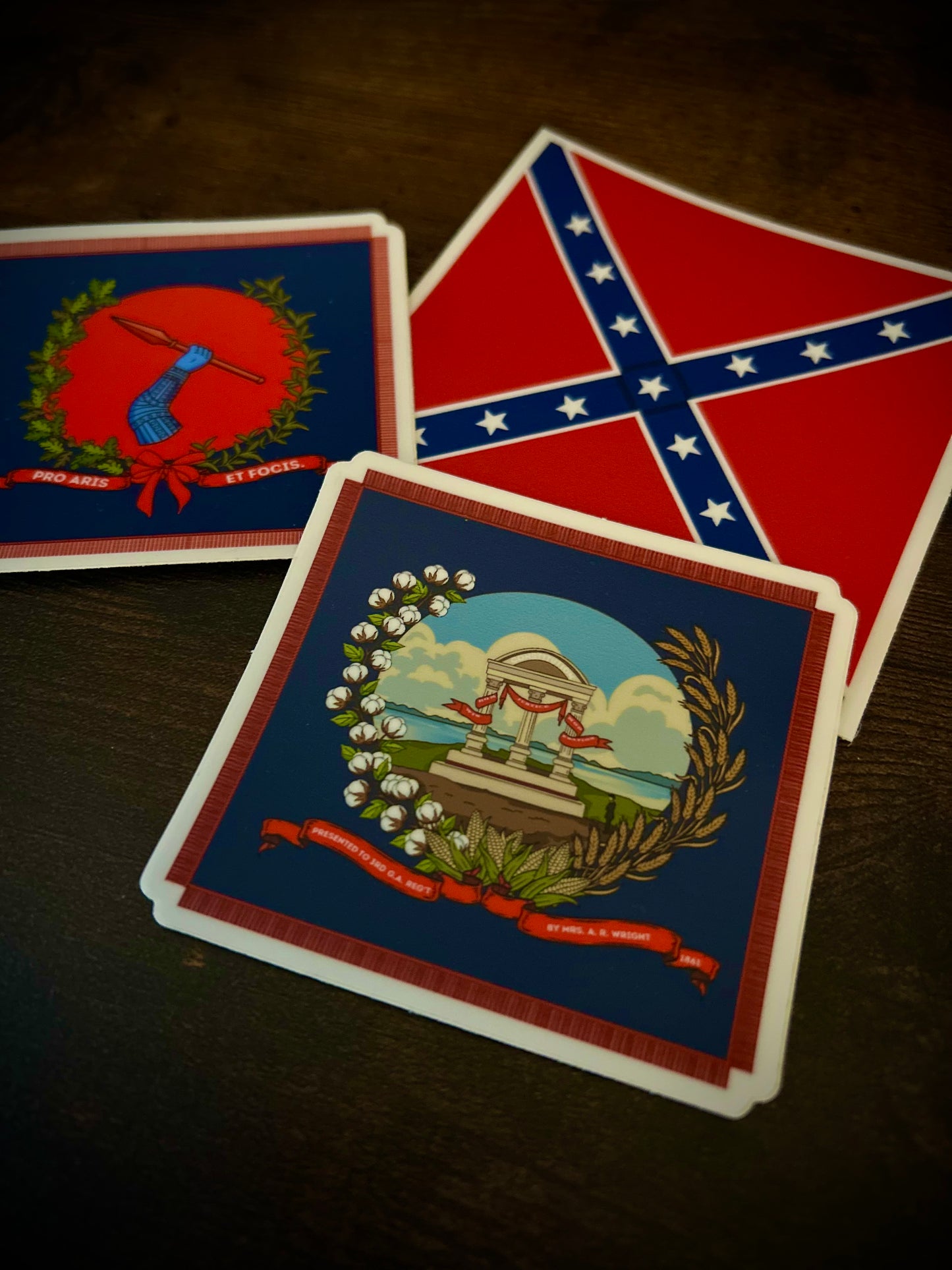 "Pro aris et focis" - "for hearth and home" - 3rd Georgia Regimental Flag Stickers/Magnets