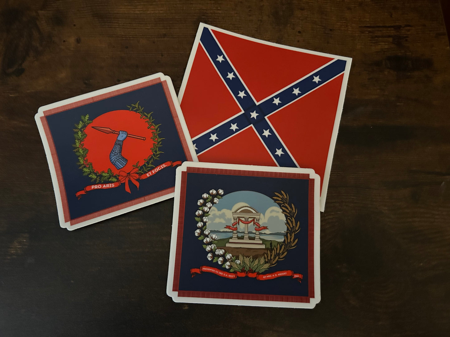 "Pro aris et focis" - "for hearth and home" - 3rd Georgia Regimental Flag Stickers/Magnets