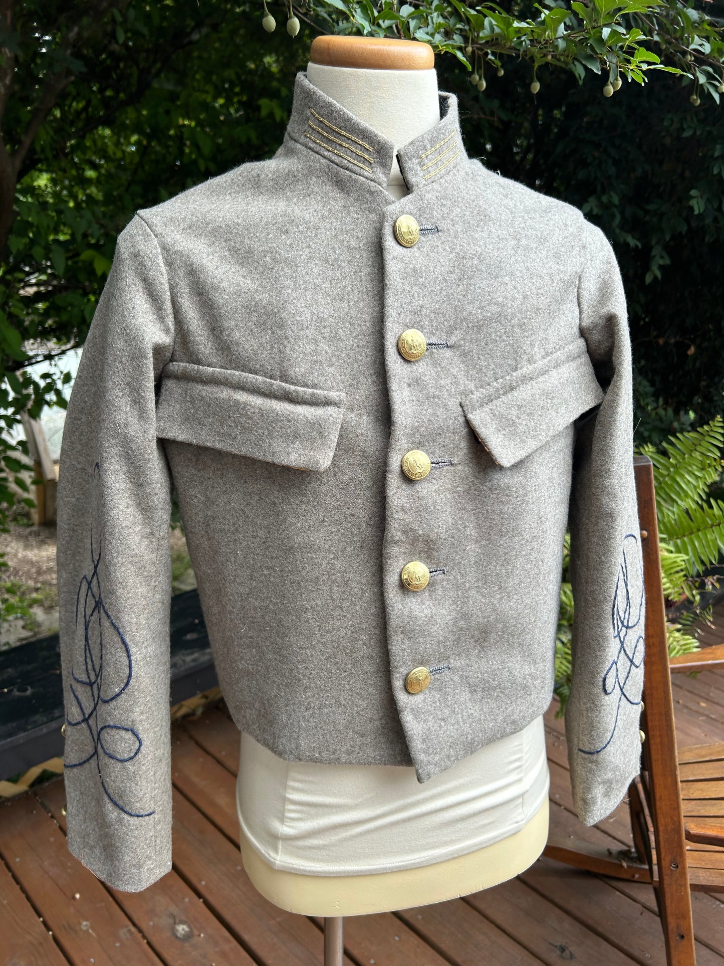 Confederate Officers Jacket - Austrian Braid and Breast Pockets