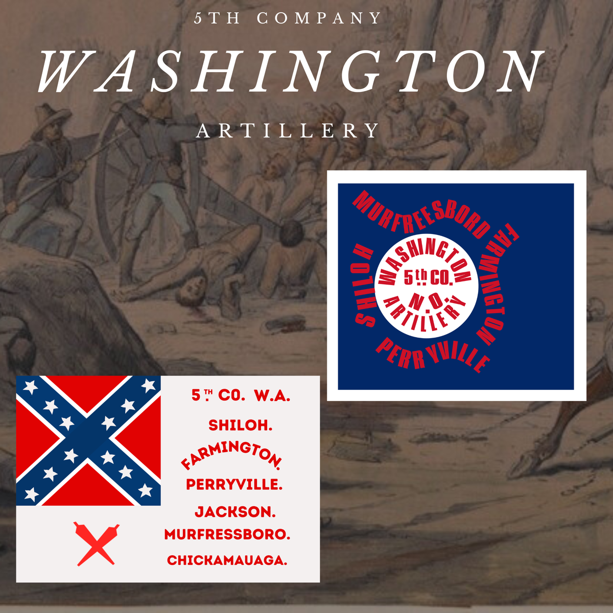 5th Company Washington Artillery Flag Sticker/Magnet