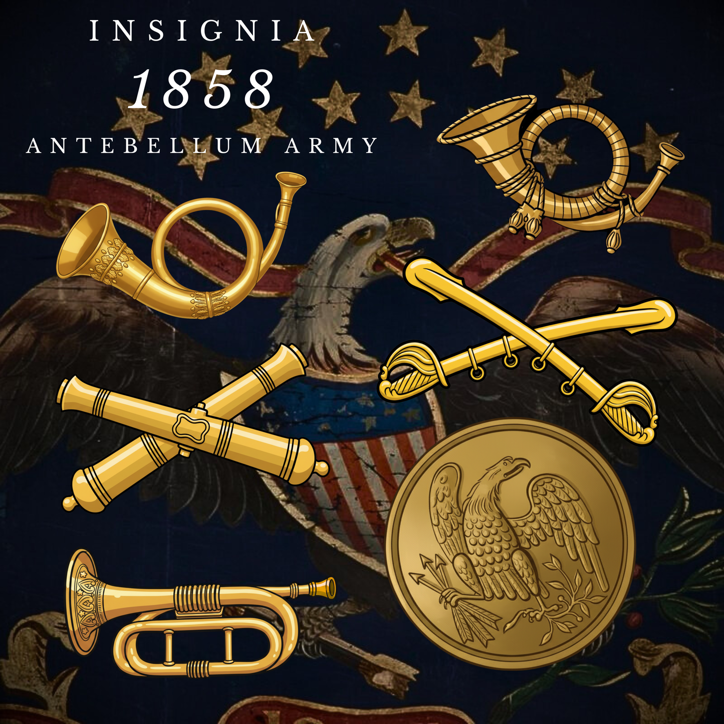 1858 United States Army Insignia Sticker Set