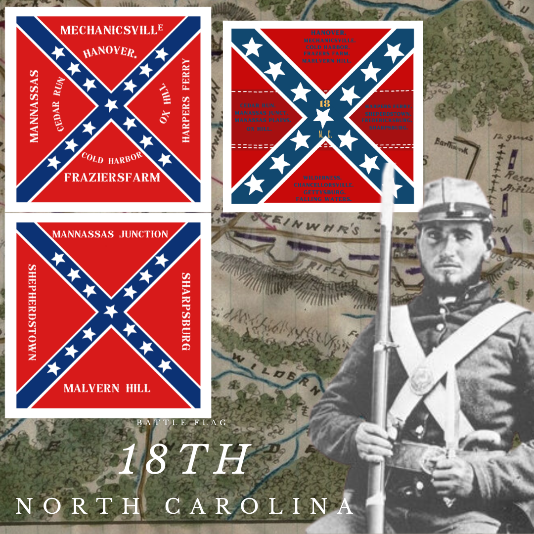 18th North Carolina Regimental Flag Stickers/Magnet