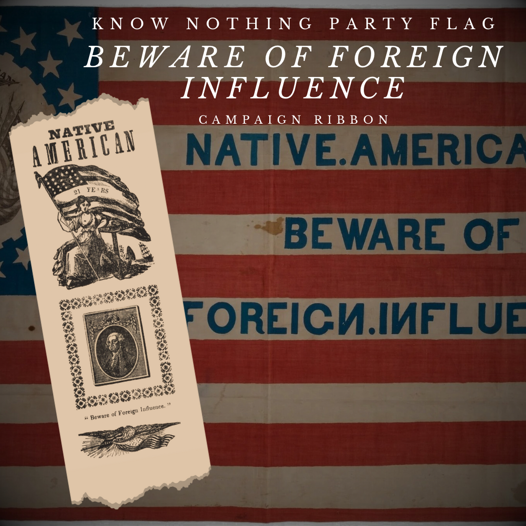 "Beware of Foreign Influence" - Know Nothing Party Campaign Ribbon Sticker/Magnet
