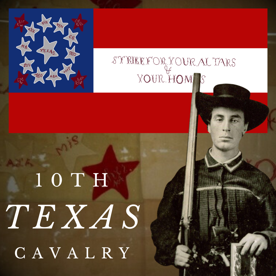 "Strike for Your Altars & Your Homes" 10th Texas Cavalry Flag Stickers/Magnets