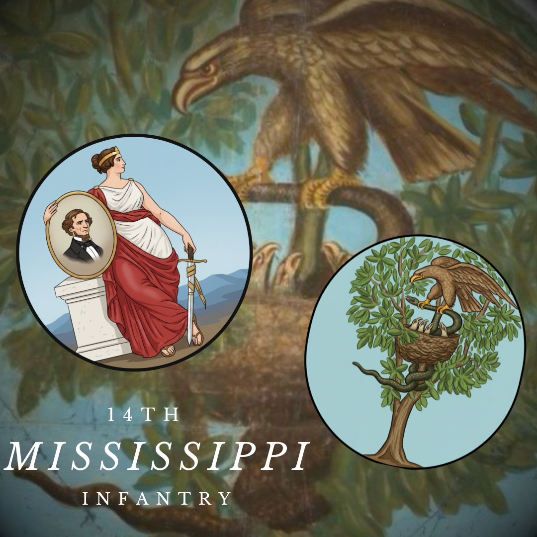 14th Mississippi Infantry - Company A - Shubuta Rifles Flag Canton Stickers