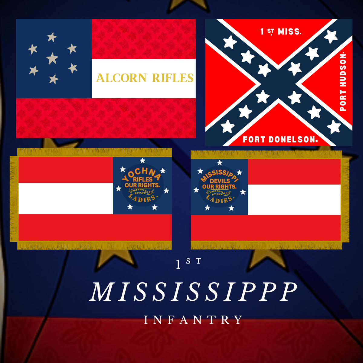 1st Mississippi Infantry Flag Sticker/Magnet
