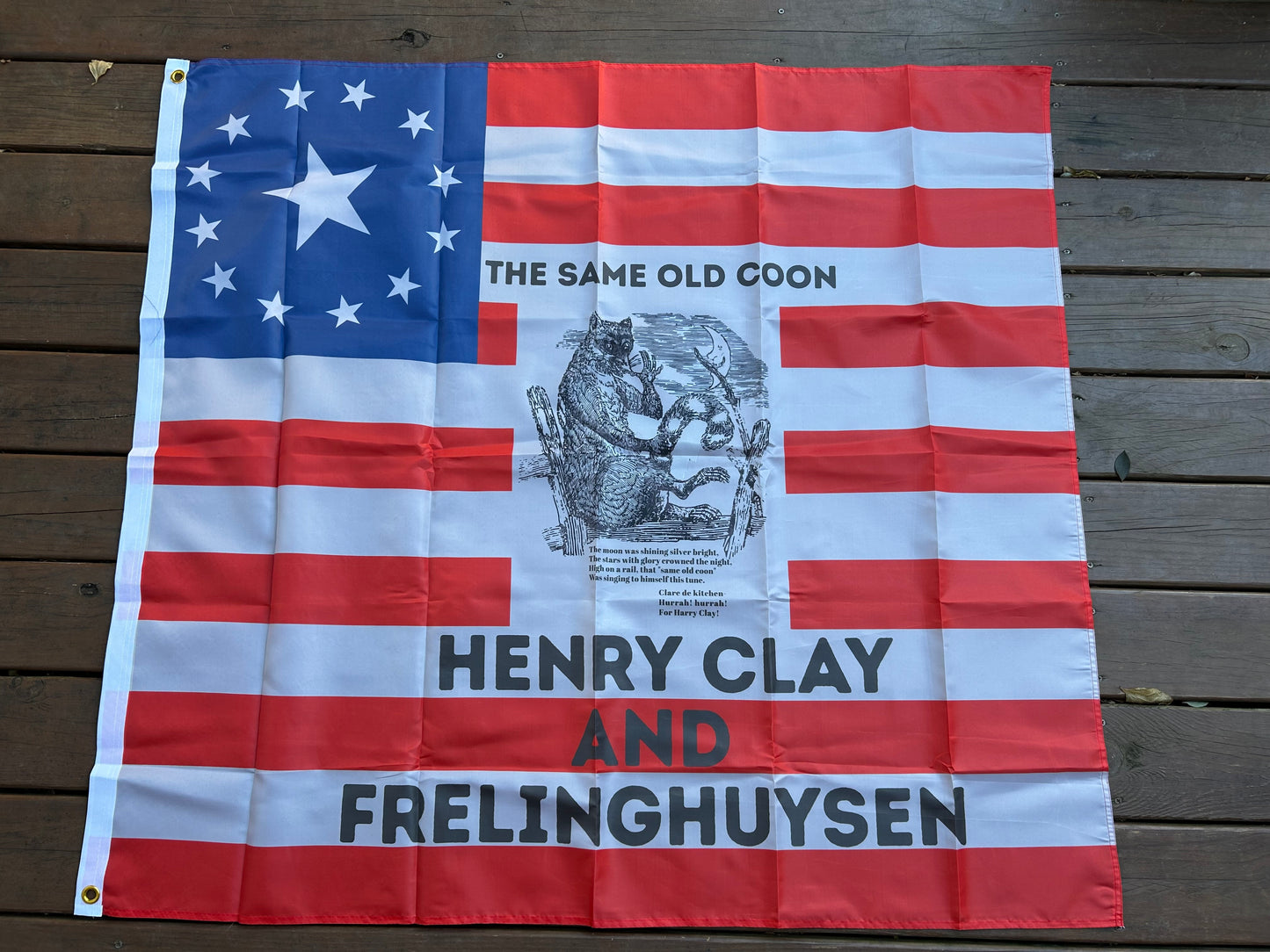 "The Same Old Coon" Henry Clay  1844 Campaign Flag