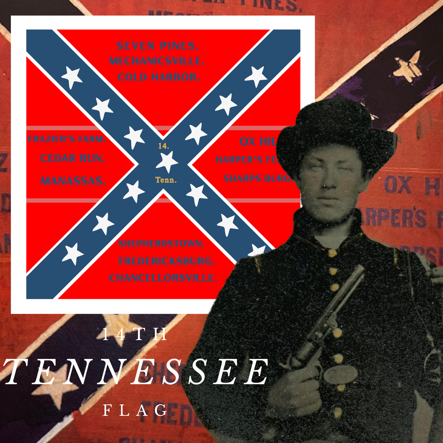 14th Tennessee Infantry  Flag Stickers/Magnet