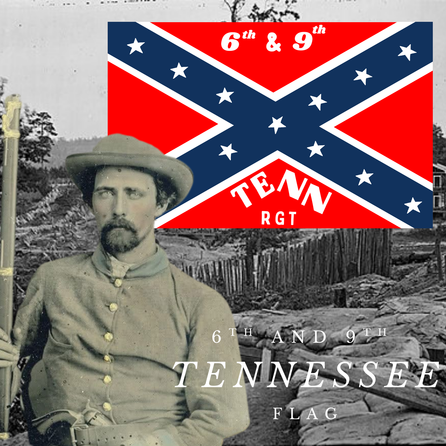 6th & 9th Tennessee Infantry Flag Stickers/Magnet