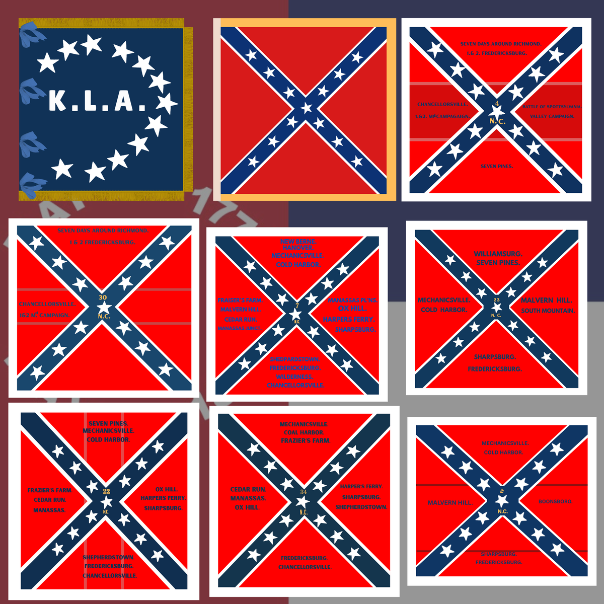 North Carolina Battle Flag Sticker Set