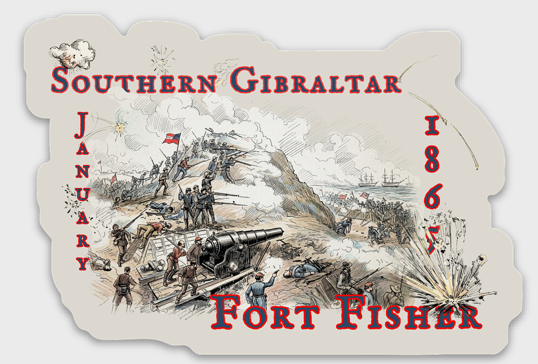 "Southern Gibraltar" Fort Fisher Map Sticker/Magnet