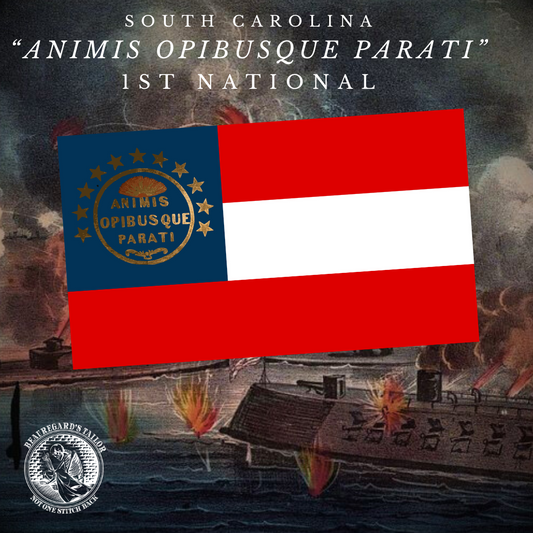 "ANIMIS OPIBUSQUE PARATI" South Carolina First National Flag