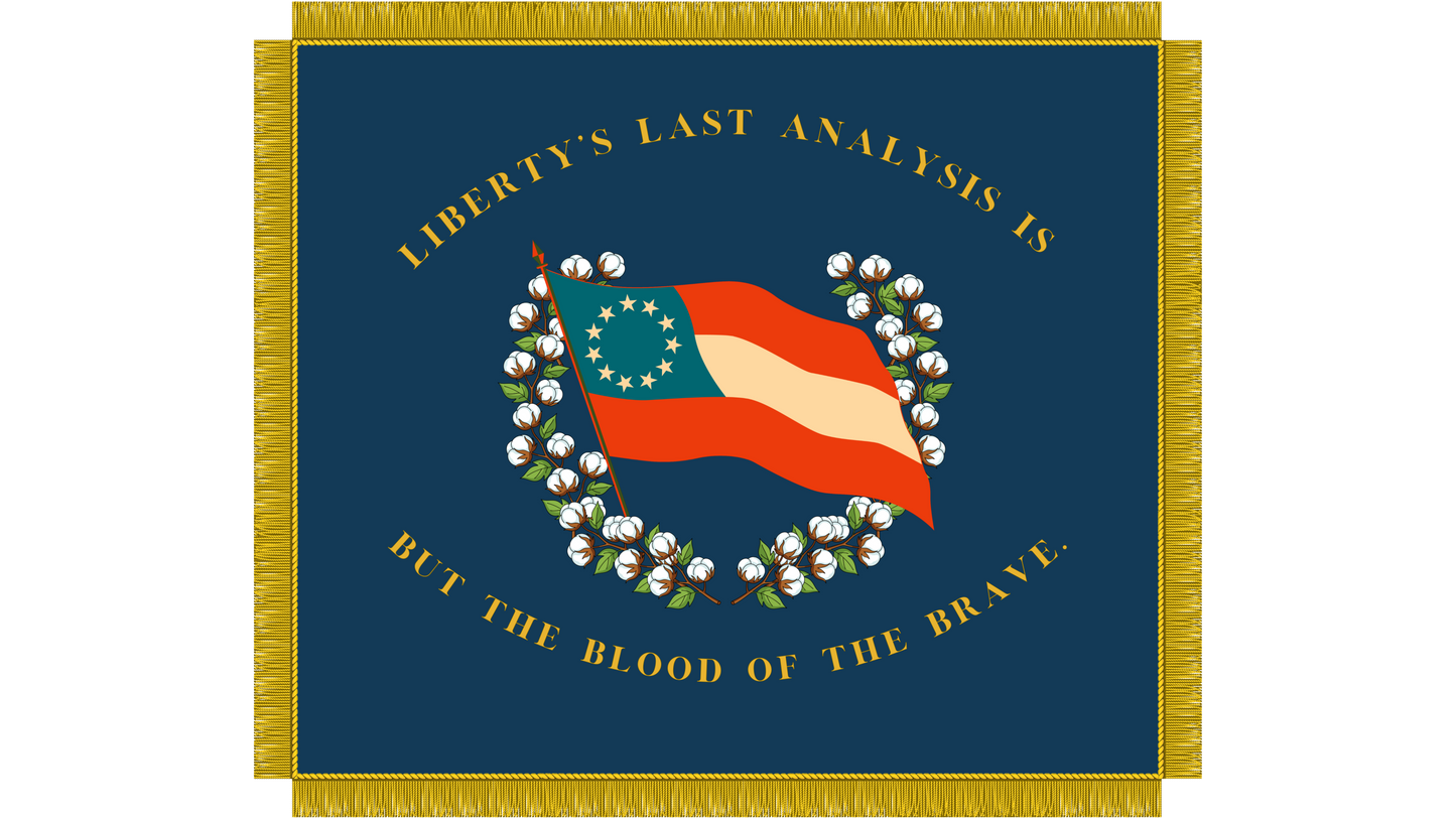 "Liberty's Last Analysis is But the Blood of the Brave." 2nd Georgia Volunteers - Company K Flag