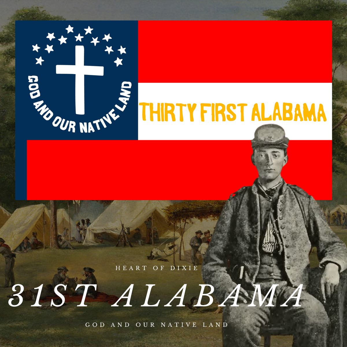 31st Alabama Colors "God And Our Native Land" Sticker/Magnet