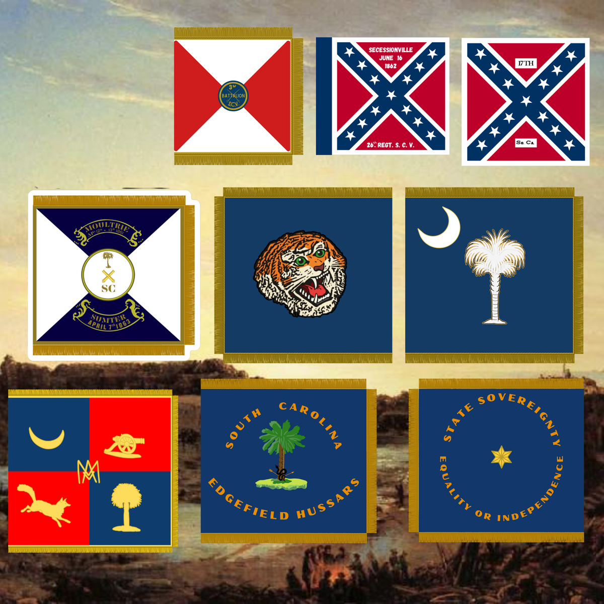 South Carolina Flag Sticker Set
