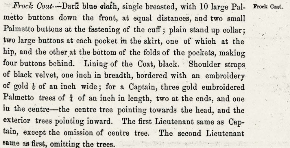 South Carolina Citadel Officer Uniform - 1858
